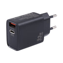 PD 33W USB-C / Type-C+QC 3.0 USB Dual Port Charger with 1m 6A USB to USB-C / Type-C Data Cable, Specification:EU Plug(Black)
