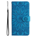 For Infinix Smart 6 Embossed Sunflower Leather Phone Case(Blue)