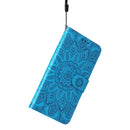 For Infinix Smart 6 Embossed Sunflower Leather Phone Case(Blue)