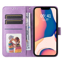 For iPhone 14 Plus Embossed Sunflower Leather Phone Case (Purple)