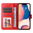 For iPhone 14 Plus Embossed Sunflower Leather Phone Case (Red)
