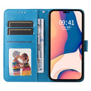For iPhone 14 Pro Max Embossed Sunflower Leather Phone Case (Blue)
