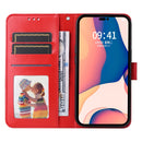 For iPhone 14 Pro Max Embossed Sunflower Leather Phone Case (Red)