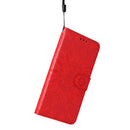 For iPhone 14 Pro Max Embossed Sunflower Leather Phone Case (Red)