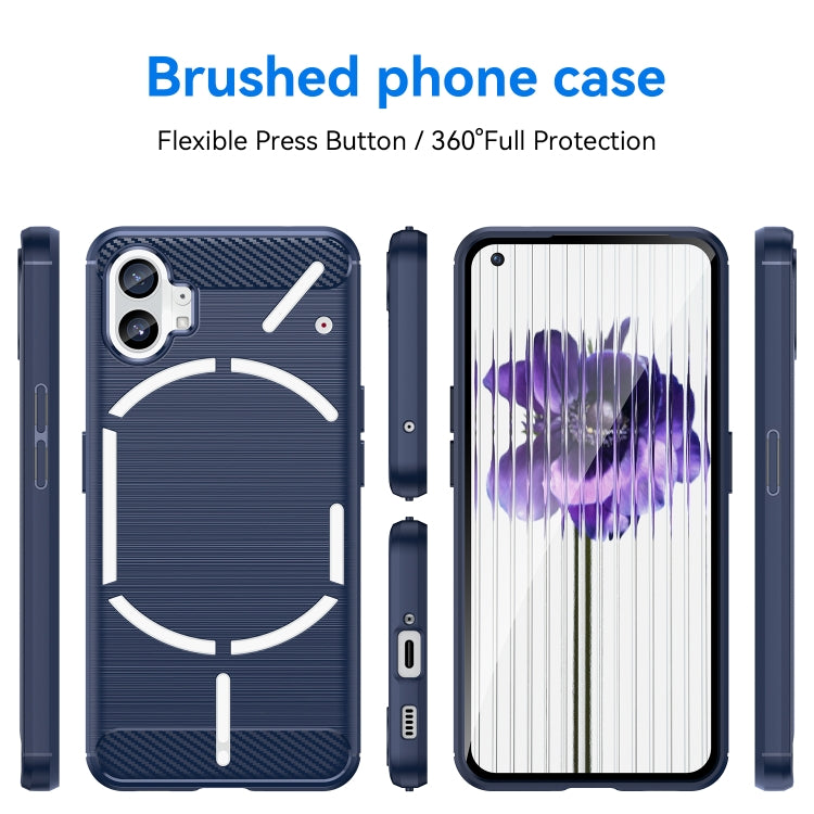 For Nothing Phone 1 Brushed Texture Carbon Fiber TPU Phone Case(Blue)