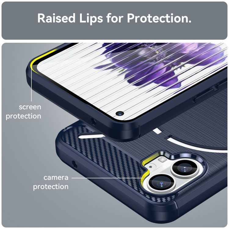 For Nothing Phone 1 Brushed Texture Carbon Fiber TPU Phone Case(Blue)