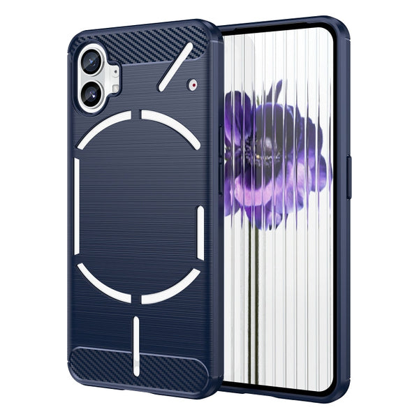 For Nothing Phone 1 Brushed Texture Carbon Fiber TPU Phone Case(Blue)