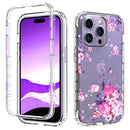 Transparent Painted Phone Case For iPhone 14 Pro(Pink Flower)