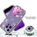 Transparent Painted Phone Case For iPhone 14 Pro(Pink Flower)