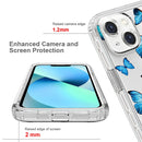 For iPhone 14 Transparent Painted Phone Case (Blue Butterflies)