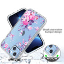 For iPhone 14 Plus Transparent Painted Phone Case (Pink Flower)