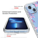 For iPhone 14 Plus Transparent Painted Phone Case (Pink Flower)