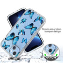 For iPhone 14 Plus Transparent Painted Phone Case (Blue Butterflies)