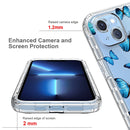 For iPhone 14 Plus Transparent Painted Phone Case (Blue Butterflies)