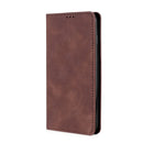 For Motorola Moto G62 5G Skin Feel Magnetic Horizontal Flip Leather Phone Case(Dark Brown)