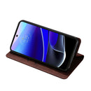 For Motorola Moto G62 5G Skin Feel Magnetic Horizontal Flip Leather Phone Case(Dark Brown)