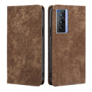 For vivo X70 RFID Anti-theft Brush Magnetic Leather Phone Case(Brown)