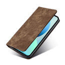 For Huawei P50 RFID Anti-theft Brush Magnetic Leather Phone Case(Brown)