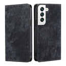 For Samsung Galaxy S21 FE 5GRFID Anti-theft Brush Magnetic Leather Phone Case(Black)