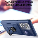 For OPPO Find X5 Lite Card Ring Holder PC + TPU Phone Case(White+Pink)