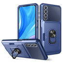 For Huawei Y9s Card Ring Holder PC + TPU Phone Case(Blue)
