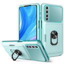 For Huawei Y9s Card Ring Holder PC + TPU Phone Case(Light Green)