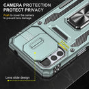 For Motorola Moto G22 Armor PC + TPU Camera Shield Phone Case(Alpine Green)