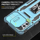 For Motorola Moto G22 Armor PC + TPU Camera Shield Phone Case(Light Blue)