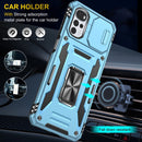 For Motorola Moto G22 Armor PC + TPU Camera Shield Phone Case(Light Blue)