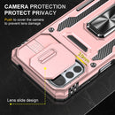 For Motorola Moto G22 Armor PC + TPU Camera Shield Phone Case(Rose Gold)