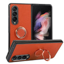 For Samsung Galaxy Z Fold4 Litchi Texture Magnetic Phone Case with Ring Holder(Orange)