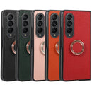 For Samsung Galaxy Z Fold4 Litchi Texture Magnetic Phone Case with Ring Holder(Red)