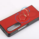 For Samsung Galaxy Z Fold4 Litchi Texture Magnetic Phone Case with Ring Holder(Black)