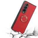 For Samsung Galaxy Z Fold4 Litchi Texture Magnetic Phone Case with Ring Holder(Green)