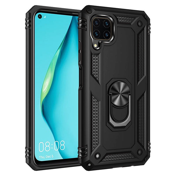 For Huawei P40 Lite Shockproof TPU + PC Protective Case with 360 Degree Rotating Holder(Black)