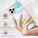 For iPhone 14 Pro Electroplating Marble Pattern Dual-side IMD TPU Shockproof Phone Case(Green 004)