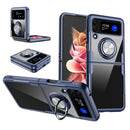For Samsung Galaxy Z Flip3 5G Shockproof Transparent TPU + Acrylic Protective Phone Case with Ring Holder(Navy Blue)