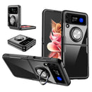 For Samsung Galaxy Z Flip3 5G Shockproof Transparent TPU + Acrylic Protective Phone Case with Ring Holder(Silver Black)