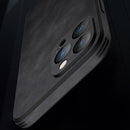 For iPhone 12 Pro Lambskin Silicone Phone Case(Black)
