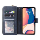 For iPhone 14 Pro 9 Card Slots Zipper Wallet Bag Leather Phone Case(Blue)