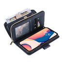 For iPhone 14 Pro 9 Card Slots Zipper Wallet Bag Leather Phone Case(Blue)
