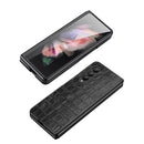 For Samsung Galaxy Z Fold4 Crocodile Texture Genuine Leather Phone Case(Black)