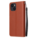 For iPhone 14 Multifunctional Horizontal Flip Leather Case with Three Card Slot (Brown)