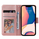 For iPhone 14 Multifunctional Horizontal Flip Leather Case with Three Card Slot (Rose Gold)