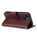 For iPhone 14 Multifunctional Horizontal Flip Leather Case with Three Card Slot (Red Wine)