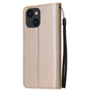 For iPhone 14 Multifunctional Horizontal Flip Leather Case with Three Card Slot (Tyrant Gold)