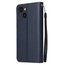 For iPhone 14 Multifunctional Horizontal Flip Leather Case with Three Card Slot (Navy)