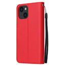 For iPhone 14 Multifunctional Horizontal Flip Leather Case with Three Card Slot (Red)