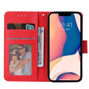 For iPhone 14 Multifunctional Horizontal Flip Leather Case with Three Card Slot (Red)
