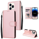 Multifunctional Horizontal Flip Leather Case with Three Card Slot For iPhone 14 Pro(Rose Gold)